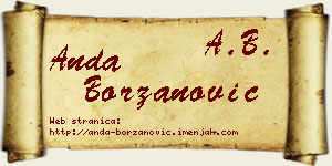 Anda Borzanović vizit kartica